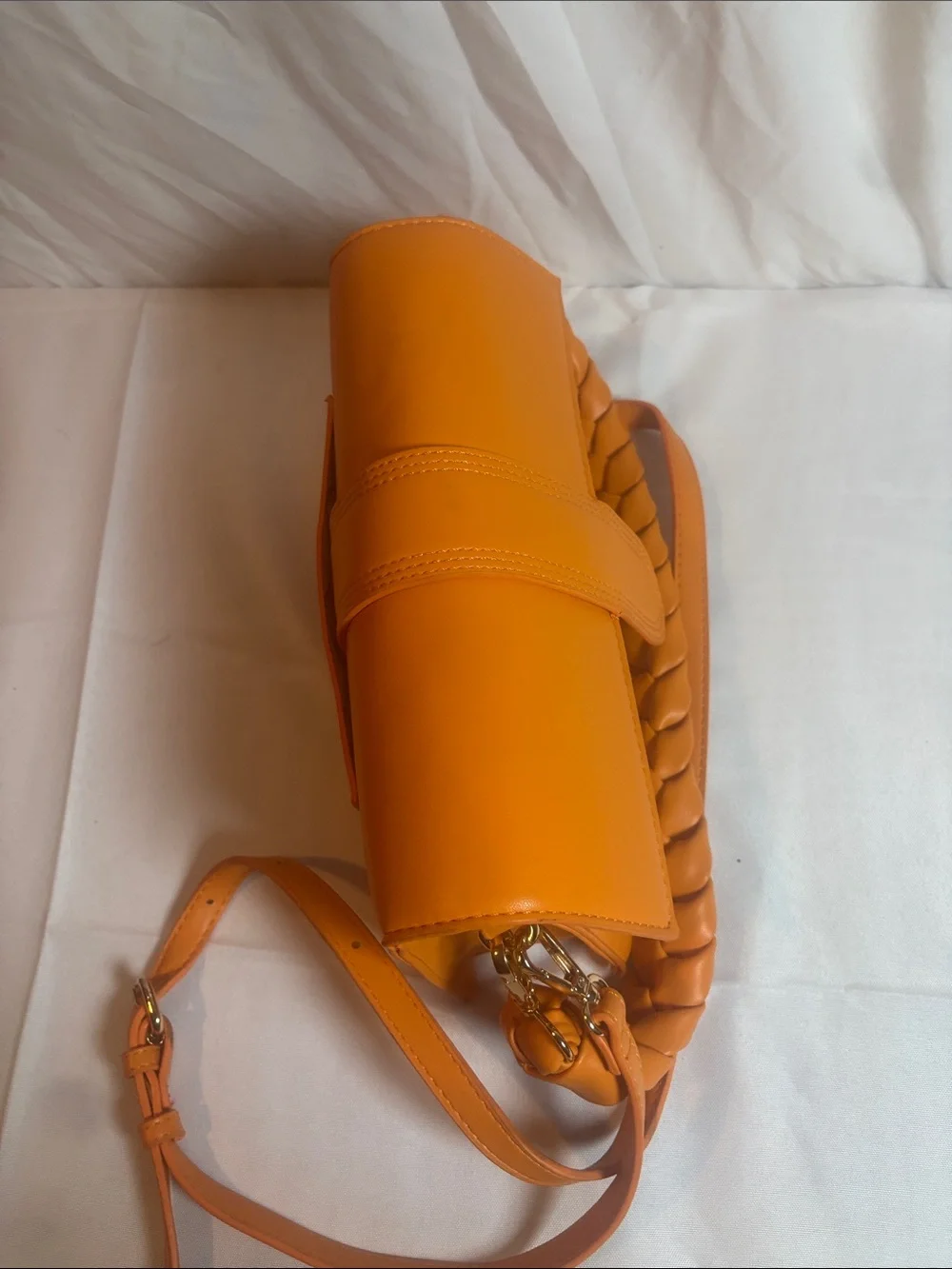 Stylish Orange Braided Strap Shoulder Bag - Women